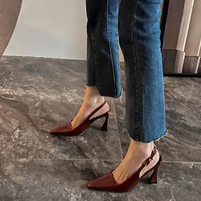 Women's Pumps Sexy Pointe High Heels Sandals Fashion Patent Leather High Heels Elegant Temperament High Heeled Sandals for Women