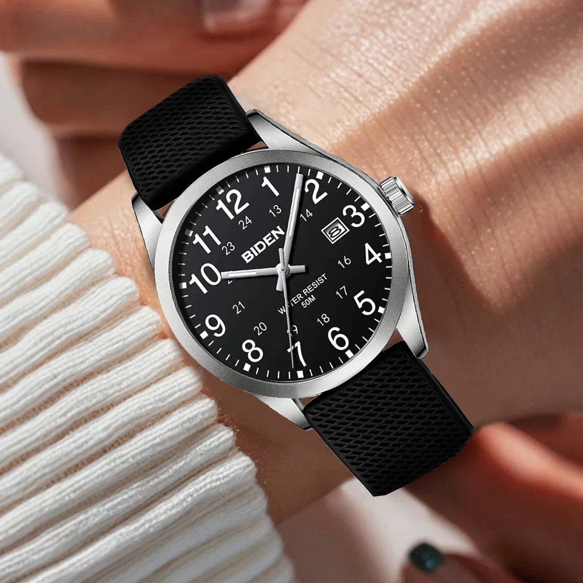 Men's Watch Simulated Quartz Sports Men's and Women's Watch 30 Waterproof Second Hand Luminous Easy to Read Dial