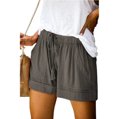 Casual Shorts for Women's 2023 Summer New European and American High Waisted Lace Up Loose Twill Wide Leg Pants