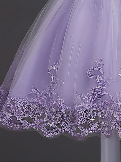 Girls Sleeveless Lace Floral Princess Dresses#981