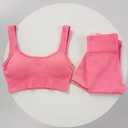 Seamless Rib Yoga Clothes Women Workout Clothes Quick-Drying Breathable Sweatshirt Yoga Suit