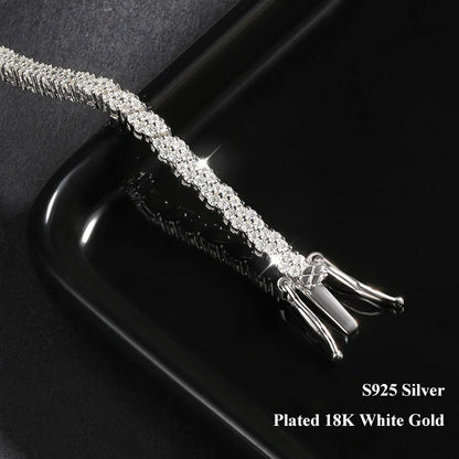 Double Row Full 2.5/3mm Round Cut Moissanite Tennis Bracelet D Color Lab Diamond 925 Silver Women Man Link Bracelets Gift