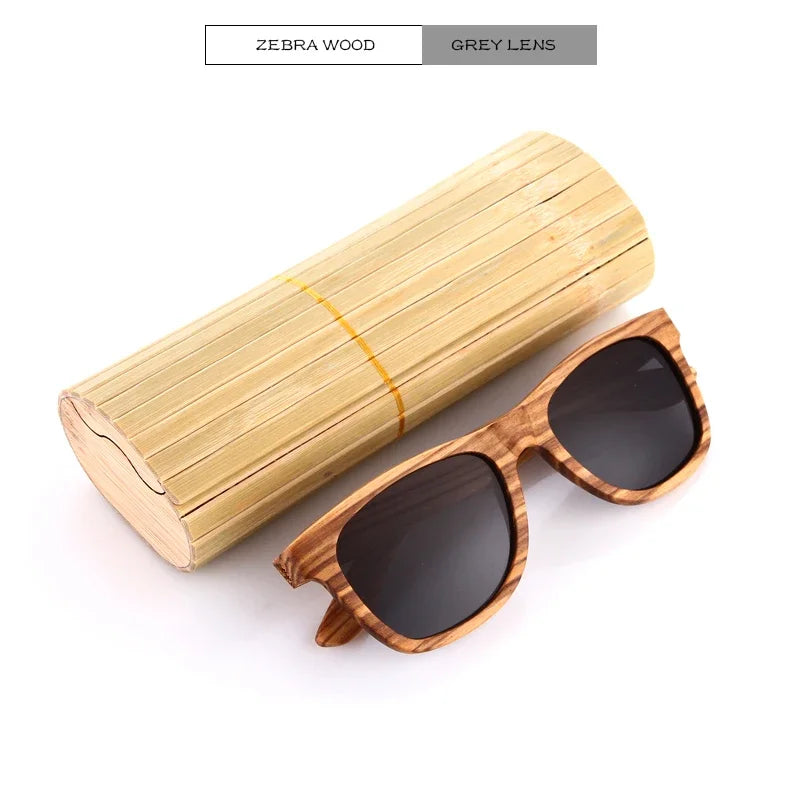 Men bamboo Wood Sunglasses Women Retro Vintage Polarized zebra Wooden Glasses Oculos De Sol Square Summer Goggle paper box