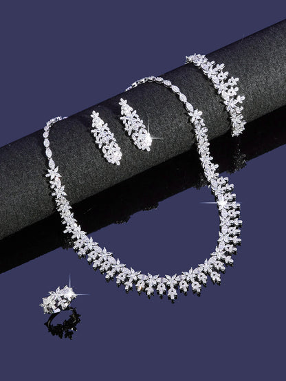2025 Luxury Saudia Bridal Full CZ Crystal Zirconia 4pcs Jewelry Sets For Women Dinner Party Wedding Necklace Sets
