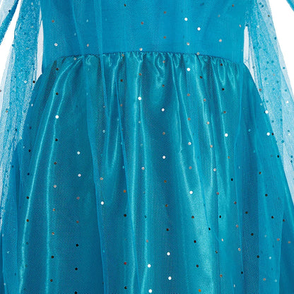 Halloween Elsa Dress for Girls Children Party Princess Costume Kids Disguise with Long Cloak Girl Snow Queen Carnival Clothes