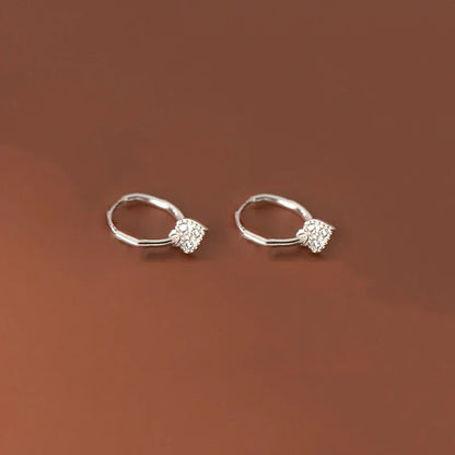 925 Sterling Silver INS Minimalism Sweet Love Heart CZ Zircon Hoop Earrings For Women Girl Small Ear Buckle Jewelry Gift
