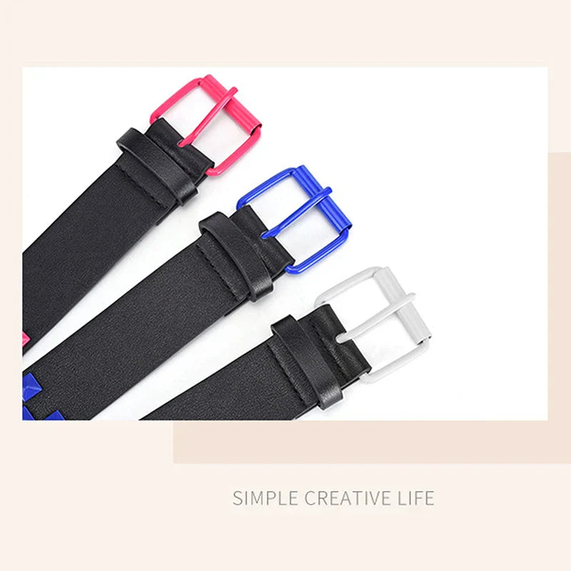 New Personalised Rivets Checkerboard PU Leather Belt 107CM Men And Women Universal Fashion Hip-hop Punk Belt Ins Style