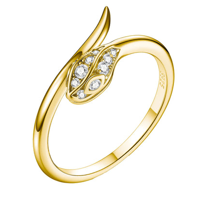 New All Moissanite Serpentine Rings for Women Index Finger Matching Band S925 Sterling Silver Plated 18K Gold Jewelry