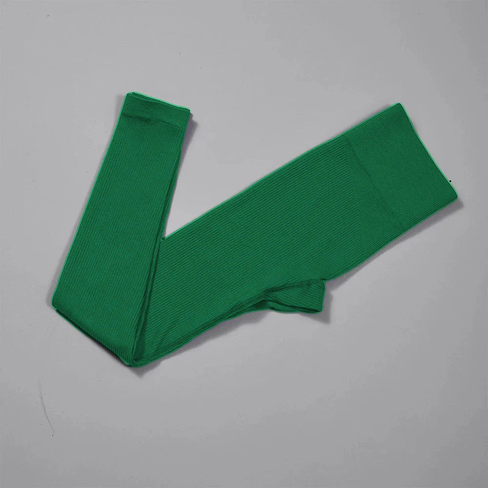 Women Ribbed Yoga Pants High Waisted Gym Leggings Sport ， Fitness Seamless Female Legging Control Running Training Tights