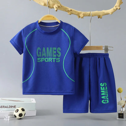 1Set Children's Quick-drying Sports Suit Boys Girls Running Tee Kid Casual Short Sleeves And Shorts Breathable Basketball Sets