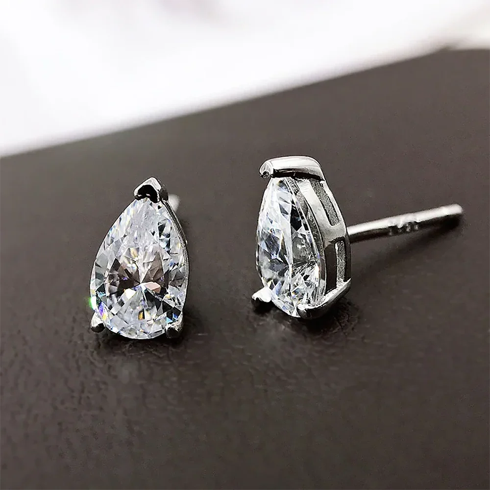 4Carat Pear Cut Real Moissanite Diamond Earrings with Certificats 925 Sterling Silver Waterdrop Shape Stud Earring for Women Men