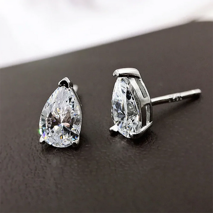 4Carat Pear Cut Real Moissanite Diamond Earrings with Certificats 925 Sterling Silver Waterdrop Shape Stud Earring for Women Men