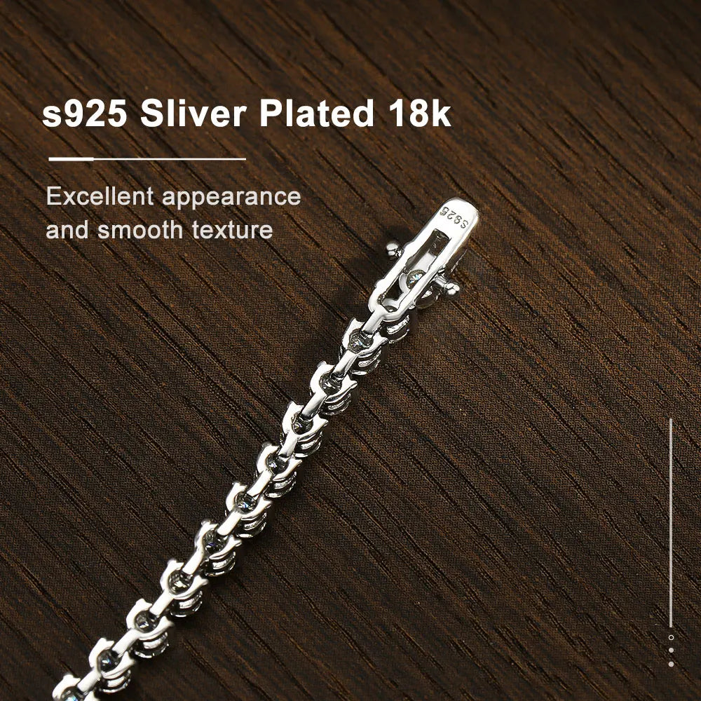 3mm D Color Moissanite Tennis Bracelet 3 Prong Setting Trendy Women Man GRA Certified Fine Jewelry s925 Sliver Bracelet