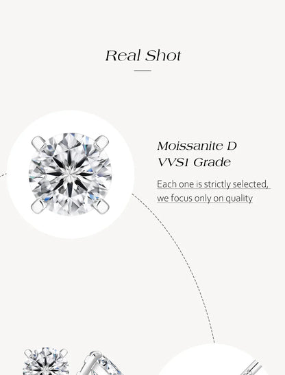 D VVS1 Moissanite Four Claw Earrings For Women Man S925 Sterling Silver Sparkling Wedding Jewelry Shipping from the USA