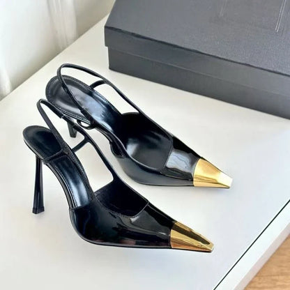 2026 New Summer Style Pointed Toe Stiletto Sandals with Single Strap, Microfiber Lining, Rubber Sole, Sexy High Heels