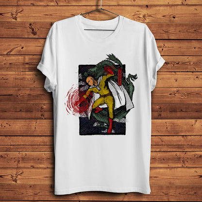 one punch Hero,Saitama,OK MAN,Funny Anime Tshirt ,Men White Casual Short Sleeve T-Shirt,Unisex Streetwear,manga Tee