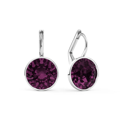 Earring for Women Christmas Birthday Premium Austrian Crystals Round Cut Dangle Silver Gold Color Pierced Jewelry