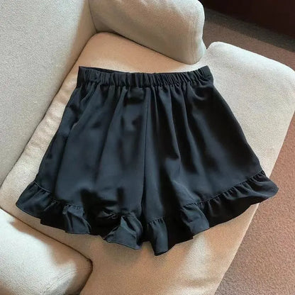 Shorts Women A-line Loose Ruched Ruffles Elastic High Waist Solid Body Building Summer Loose Ins Chic All-match Plus Size 5XL