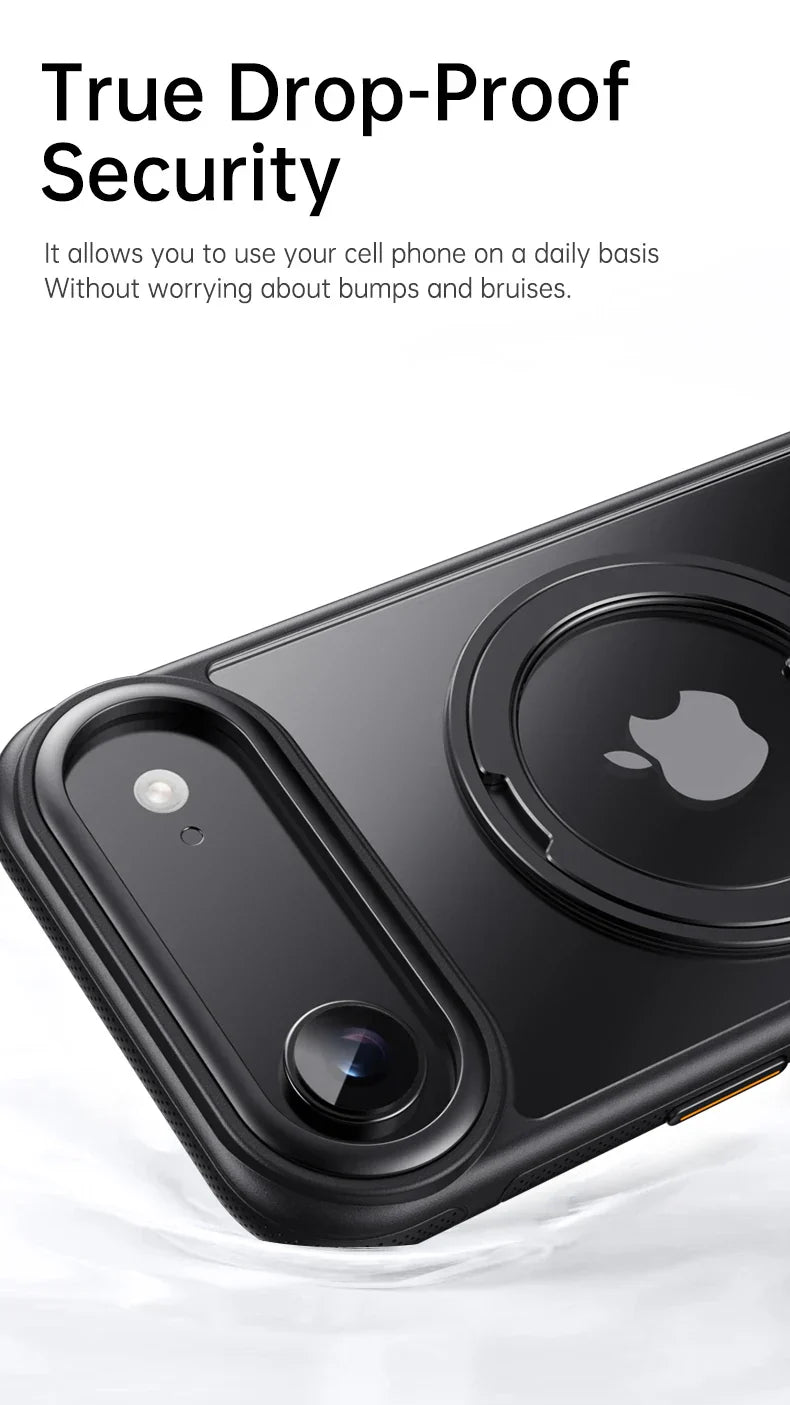 360° transparent Round ring Case for IPhone 12 13 14 15 16 Pro Max Fall prevention funda Cover sling Metal buttons 17 Air case