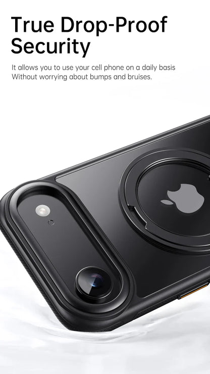 360° transparent Round ring Case for IPhone 12 13 14 15 16 Pro Max Fall prevention funda Cover sling Metal buttons 17 Air case