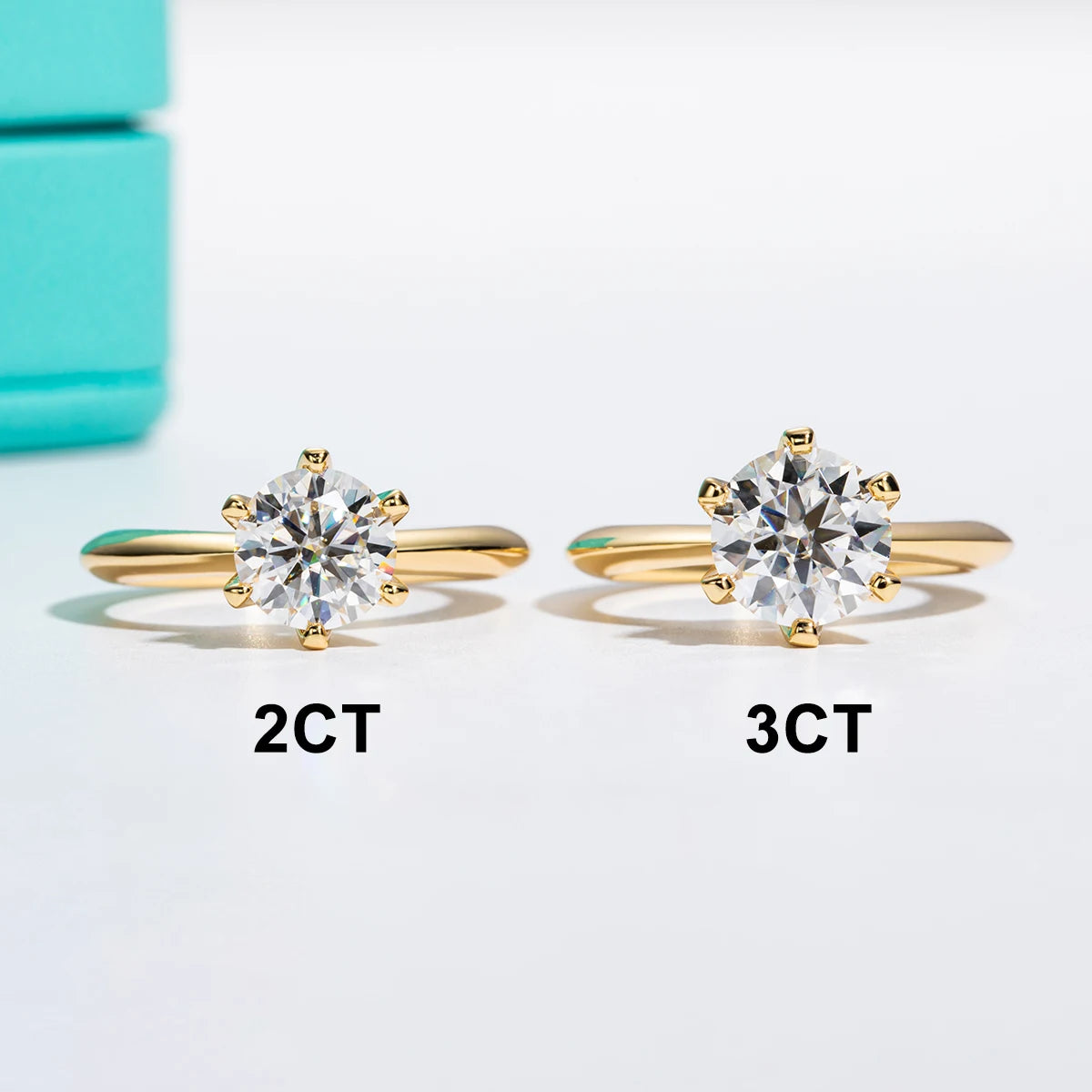 Gold Plated 2ct 3ct D Color Moissanite Engagement Solitaire Rings For Women With Cer Customs Jewelry Wholesale