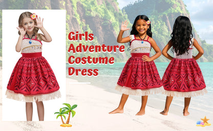 Dress Halloween Birthday Party Adventure Princess Costume Girls Fancy Carnival Clothes Children Vaiana Outfits