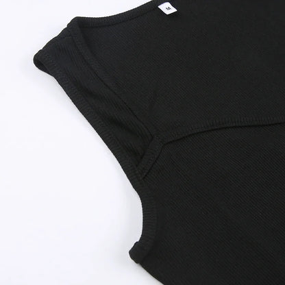 Basic Knit Long Dress Korean Fashion Square Collar Sleeveless Women's Dresses Summer Casual Y2k Vintage All-match Outftis