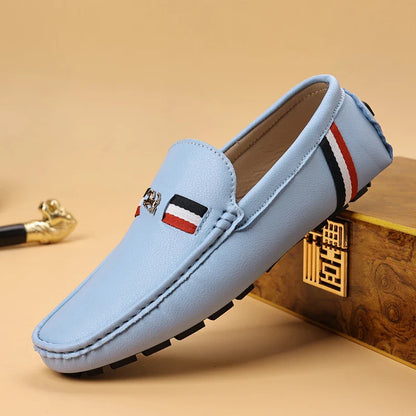 White Loafers Mens Black Leather Loafers for Man Casual Slip on Moccasins Men Comfy Moccasin Driving Shoes for Men