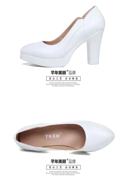 Small Size 32-43 Shallow Red Silver White Wedding Shoes Women Spring 2025 Thick Platform Pumps Woman High Heels for Office