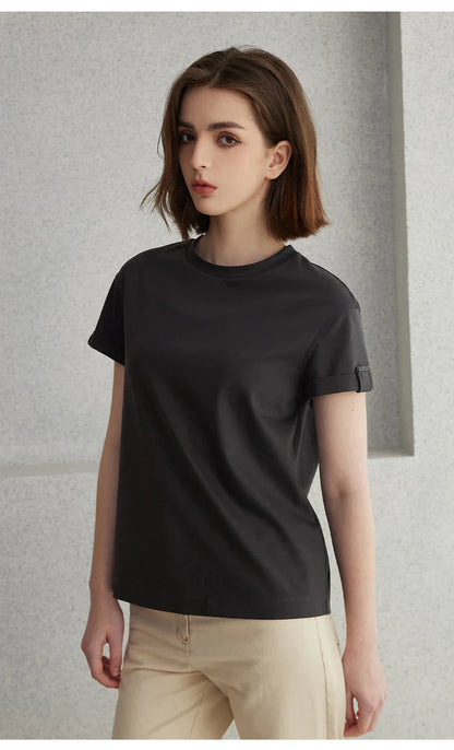 Summer Short Sleeved Clothes Premium Luxury Women's Clothing Combed Cotton Tshirts pima cotton Tee Shirt