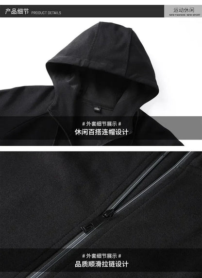 Thicker Fleece Jacket+Pants 2 Pieces Men Winter Tracksuit Sets Black Red Gray Sets Hoodies Casual Hooded Warm Sweatshirts+Pants