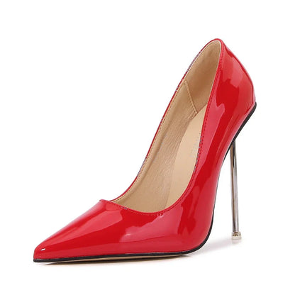 European And American Fashion Single Shoes European Station Pointed Toe Metal Thin Heel Elegant Women's Shoes High Heels Simple