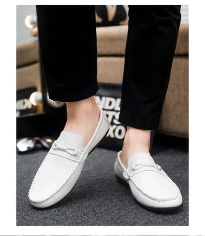 Mocassins Minimalistas Masculinos Sapatos Casuais de Couro Confortáveis Para Homens Sapatos de Condução Antiderrapantes Sapatos de Escritório Slip-on Tamanho Grande 46