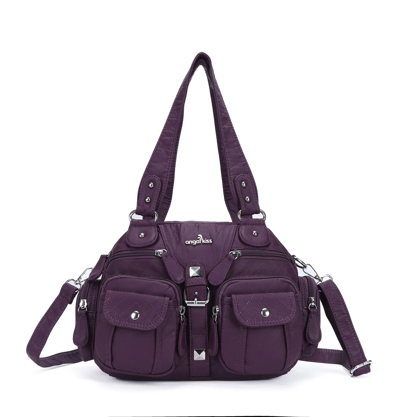 Women Small Handbags Satchel Top-handle Handbag PU Shoulder Bag 8”x11” Dumpling Pack Multi-pockets Shoulder Bag