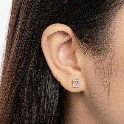 D VVS1 Emerald Cut Moissanite Earring s925 Sterling Sliver Plated with 18k White Gold Earrings for Women Fine Jewelry