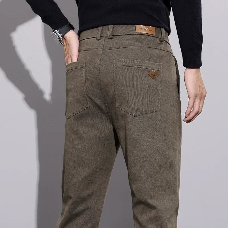 New Winter High-End Business Men's Suit Pants Autumn and Winter Slim Straight Casual Pants Versatile Fashion Trousers Korean
