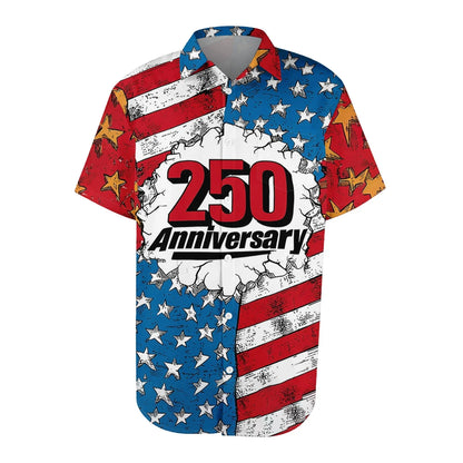 Patriotic American Flag Print Mens 250 Years of Freedom Raglan T Shirt Waffle V Neck Short Sleeve Casual Tops
