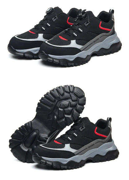 Light Breathable Sneaker Safety Shoes With Steel Toe Cap Anti-Piercing, Shock Absorbing Anti-Smash Design, Work Shoes for Men