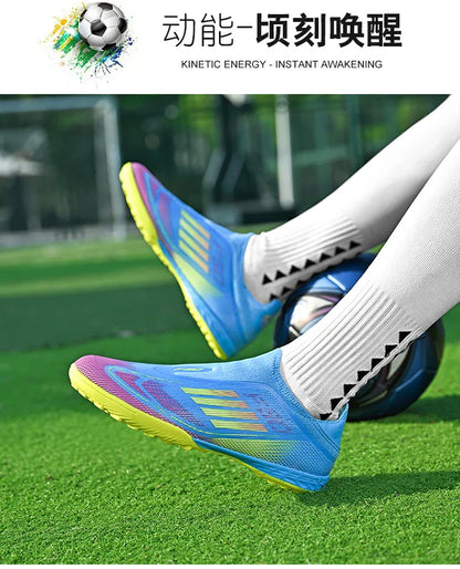 Without-Lace Mens Soccer Shoes f50 SLIP-ON Non-Slip Turf Soccer Cleats TF BOYS FG Training Football Boots Chuteira Campo 35-45