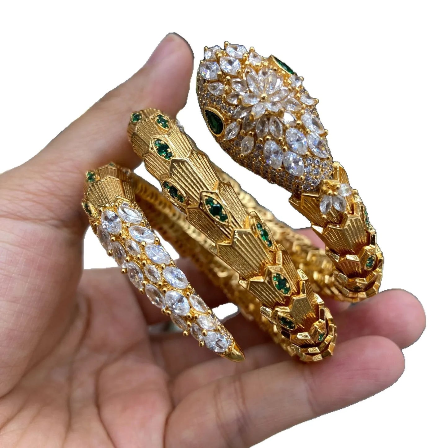 2025 New Light luxury Snake Jewelry Set Fashionable and high-end necklace, collarbone bracelet, stud earrings and an open ring