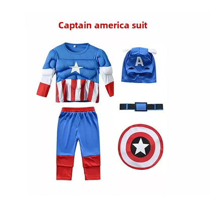 Spiderman Costume Spider-Man Muscle Suit Cosplay Superhero Avengers Boys Girls Long Sleeve Top Pant Cape Halloween Birthday Gift