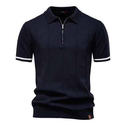 Men's Solid Color Sport Zipper Polo Shirt Athletic Social Polo Shirts for Men Office Slim Fit Polo