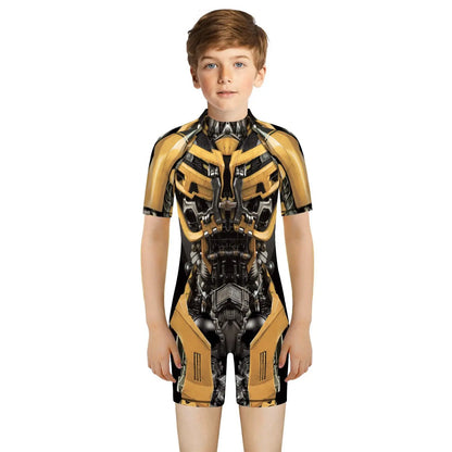 Children One Pieces Swimsuit Superhero 3D Print Playsuit Child Short Sleeve Swimwear Beach Bathing Suit Swim Wear For Boys Girls