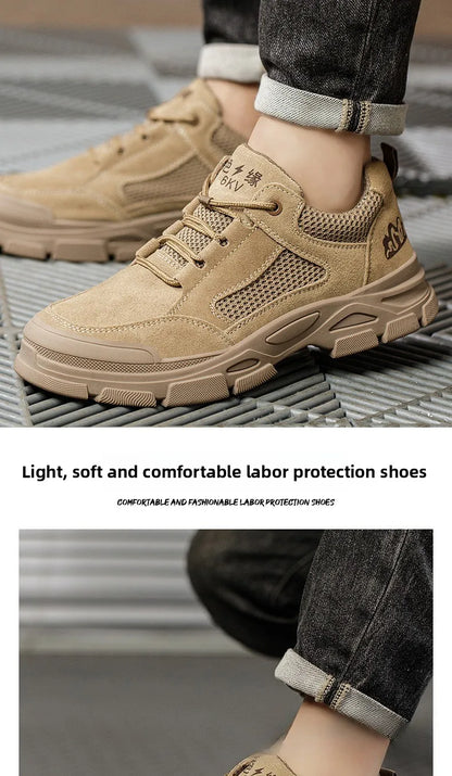 Labor Protection Shoes Men's Anti Smashing AntiPiercing Insulation Work Shoes Cowhide Solid Bottom Construction Site SafetyShoes