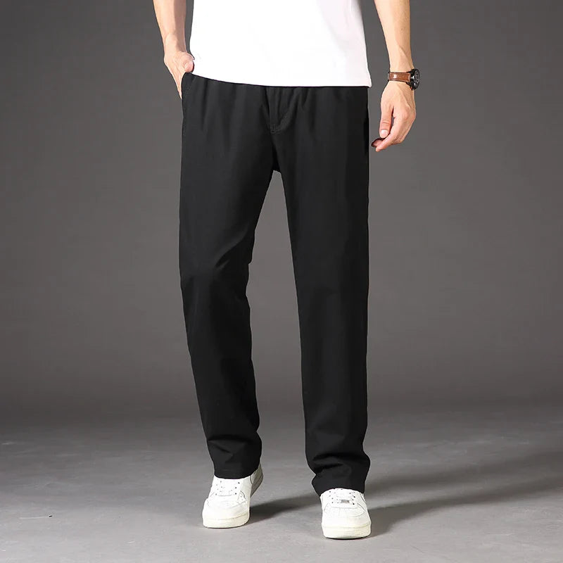 Big Size Men's Cargo Pants Casual Loose Straight Pants Cotton Long Trousers Zipper Pockets Mens Jogger Pants 5XL 6XL