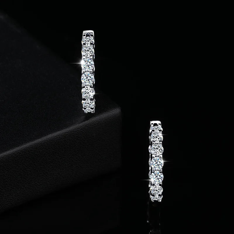 3.0 D Color Moissanite Hoop Earring 925 Sterling Sliver Moissanite Hoop Earring for Women Wedding Party Jewelry