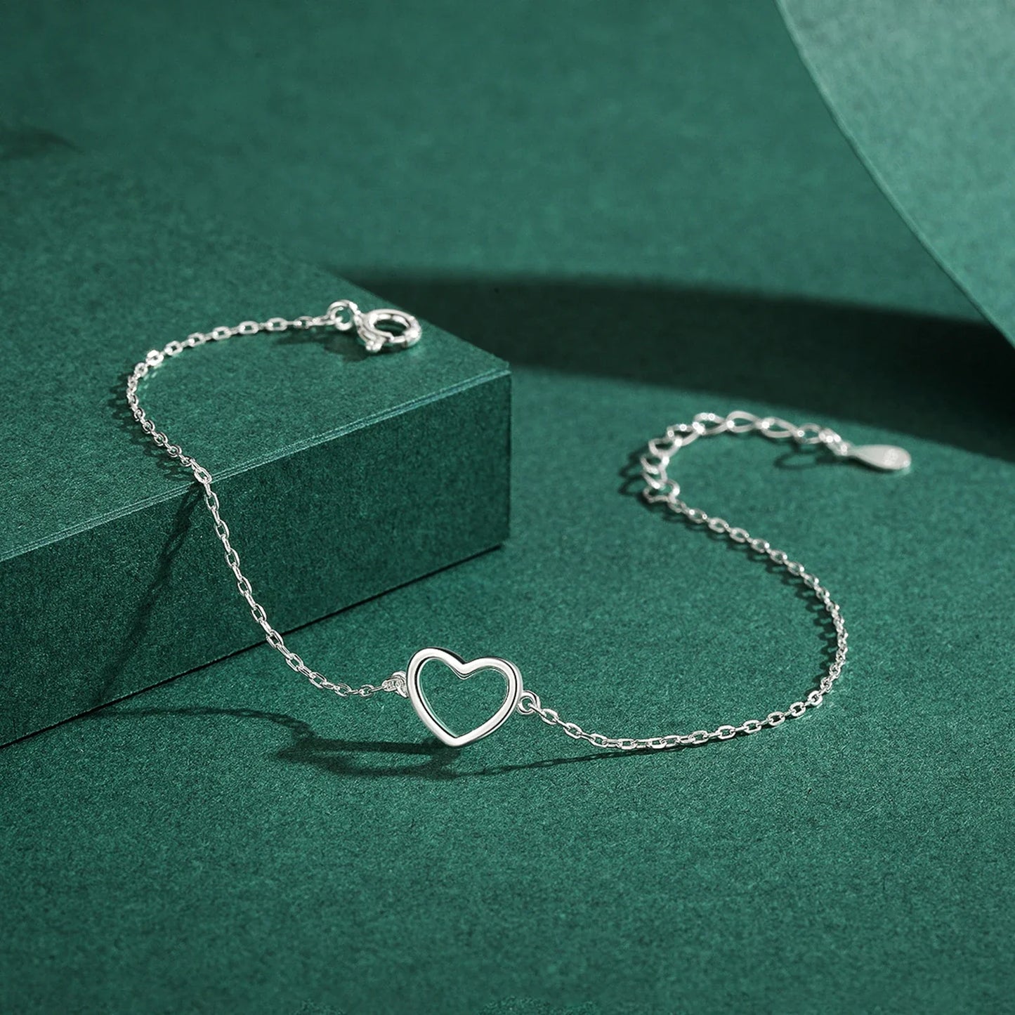 Authentic 925 Sterling Silver Classic Simple Heart Link Chain Bracelet For Women Charm Fine Statement Jewelry Accessories