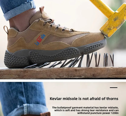 Men's Labor Protection Shoes Steel Toe Caps Lightweight Anti Slip Safety Work Shoes Anti Piercing Smashing Functions