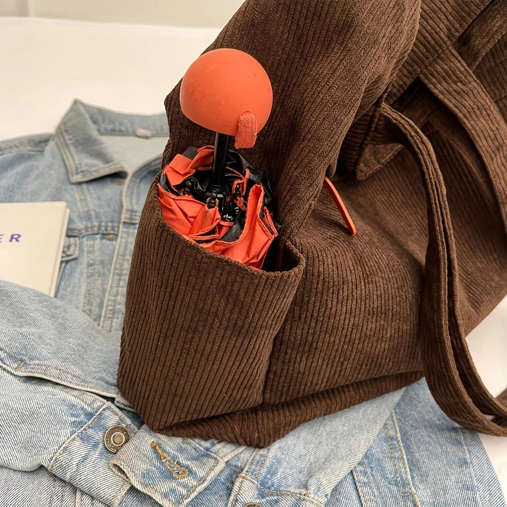 Fleece Canvas Bag Autumn and Winter New Versatile Large Capacity Tote Bag Student Single Shoulder Commuting Tote Bag