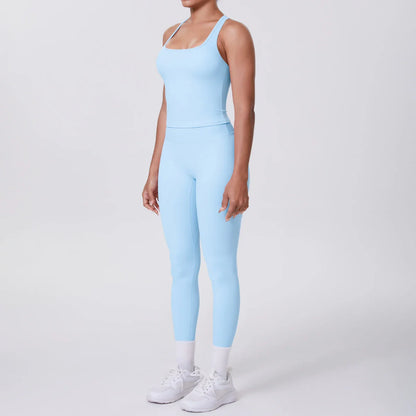 Yoga Top Set Fitness Gym Suit Training Sleeveless Sport Gym Tops Crossover Back Sports Underwear Tummy Control Slimming